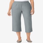 7-Day Elastic-Waist Pull-On Cotton Denim Capri Jeans image number null