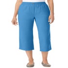 7-Day Elastic-Waist Pull-On Cotton Denim Capri Jeans image number null