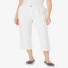 7-Day Elastic-Waist Pull-On Cotton Denim Capri Jeans image number null