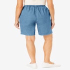 7-Day Elastic-Waist Pull-On Cotton Denim Shorts image number null