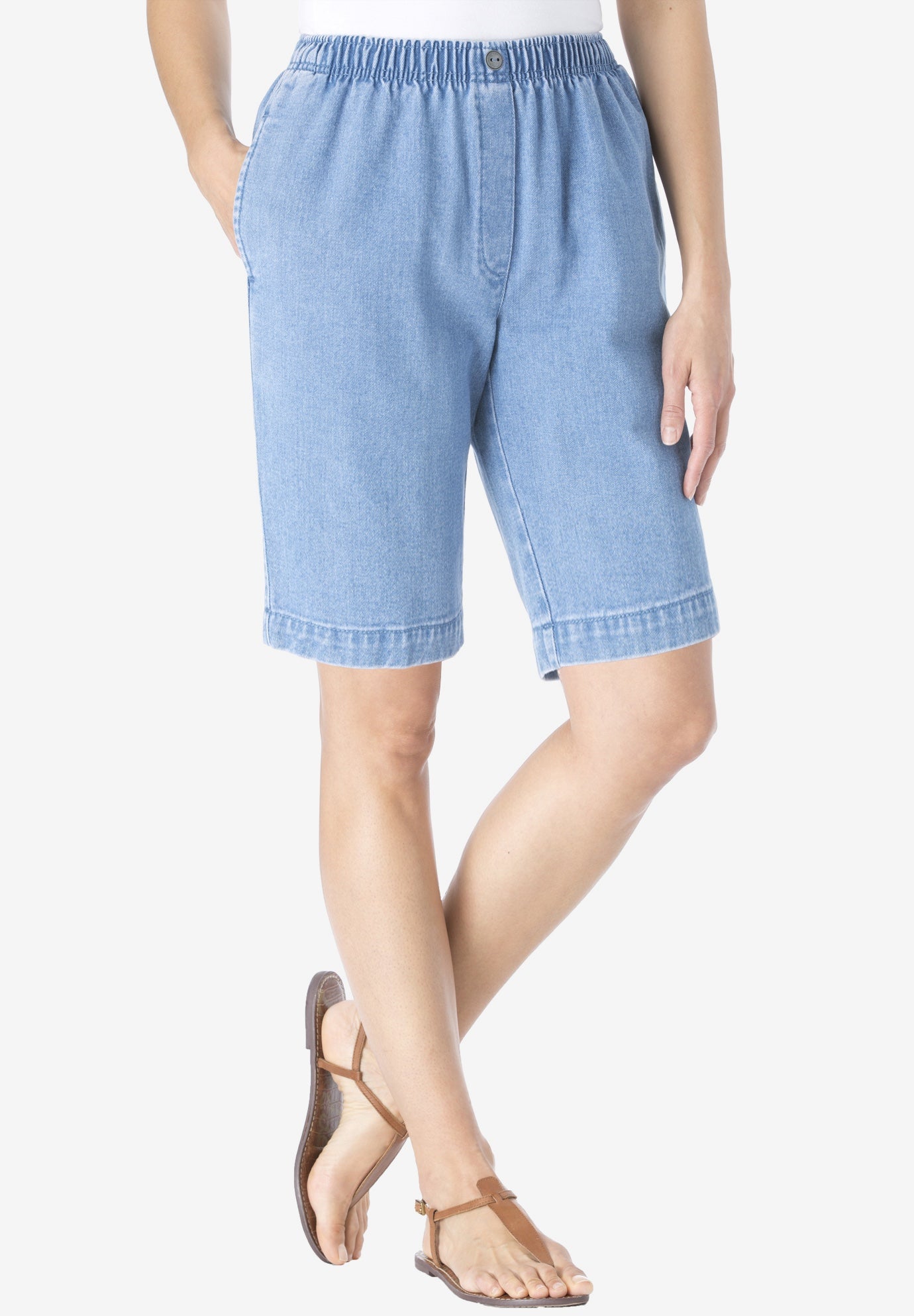 7-Day Elastic-Waist Pull-On Cotton Denim Shorts image number 0