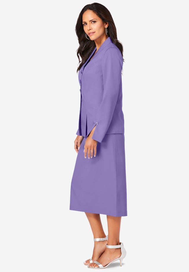 Plus Size Long Sleeve Shawl-Collar Jacket & Sheath Skirt Set &ndash; 2-Piece Suit image number 2