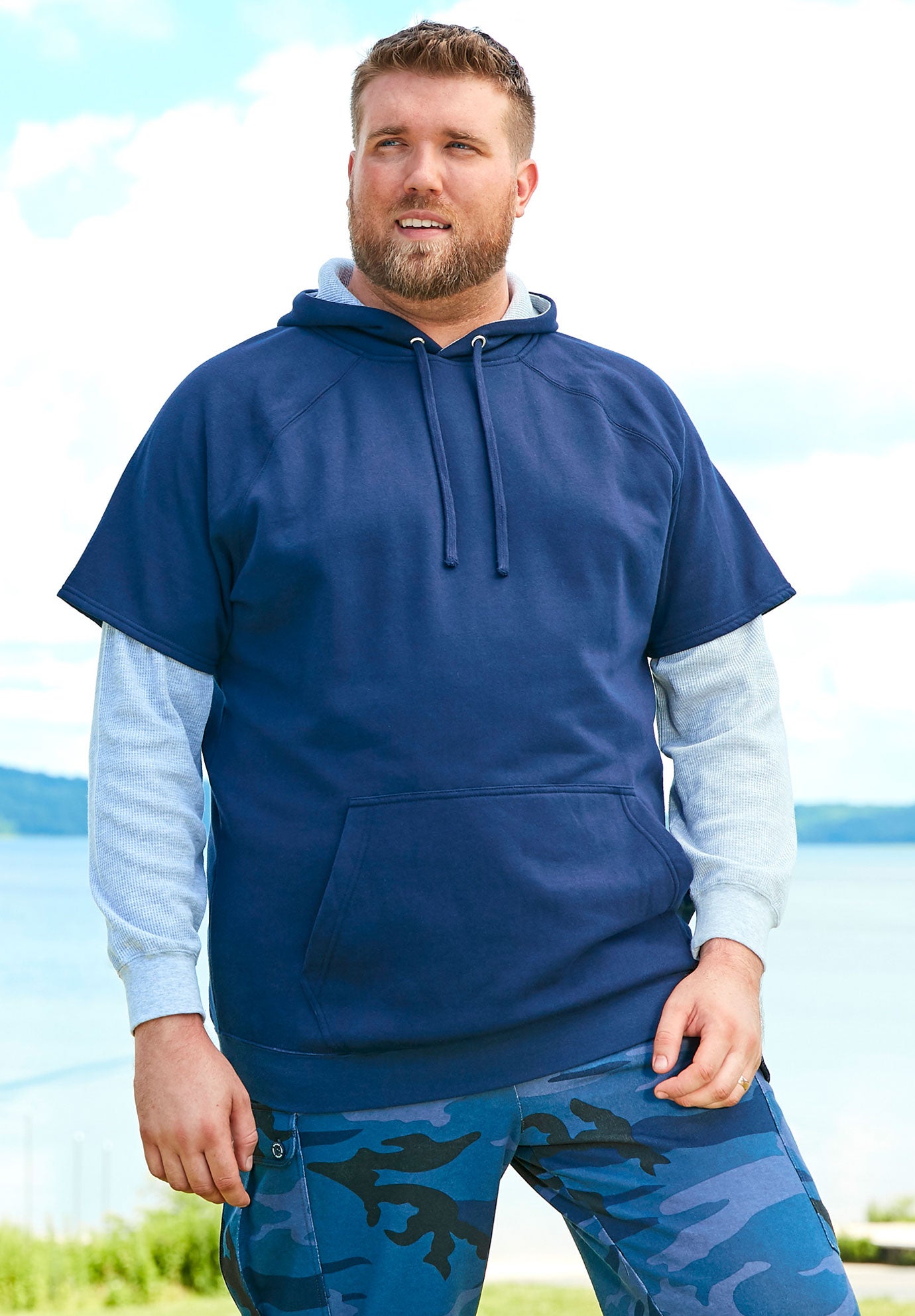 Thermal-Lined Layered Look Hoodie image number 1