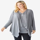 Layered look long top with sequined inset image number null