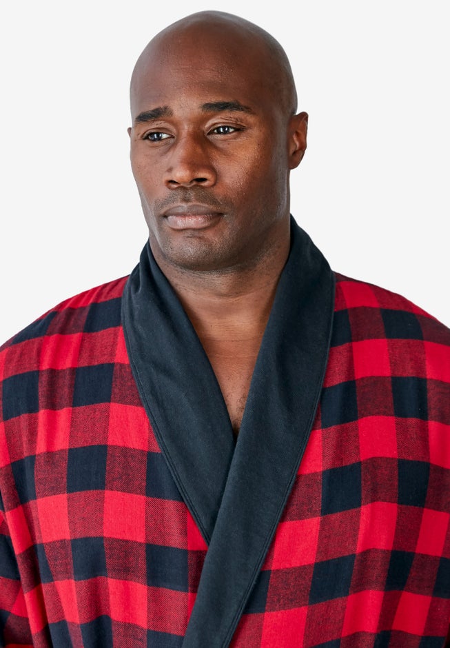 Jersey-Lined Flannel Robe image number 3