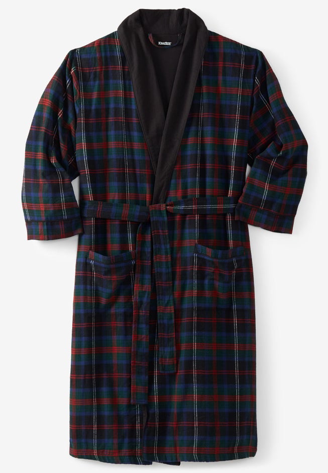 Jersey-Lined Flannel Robe image number 0
