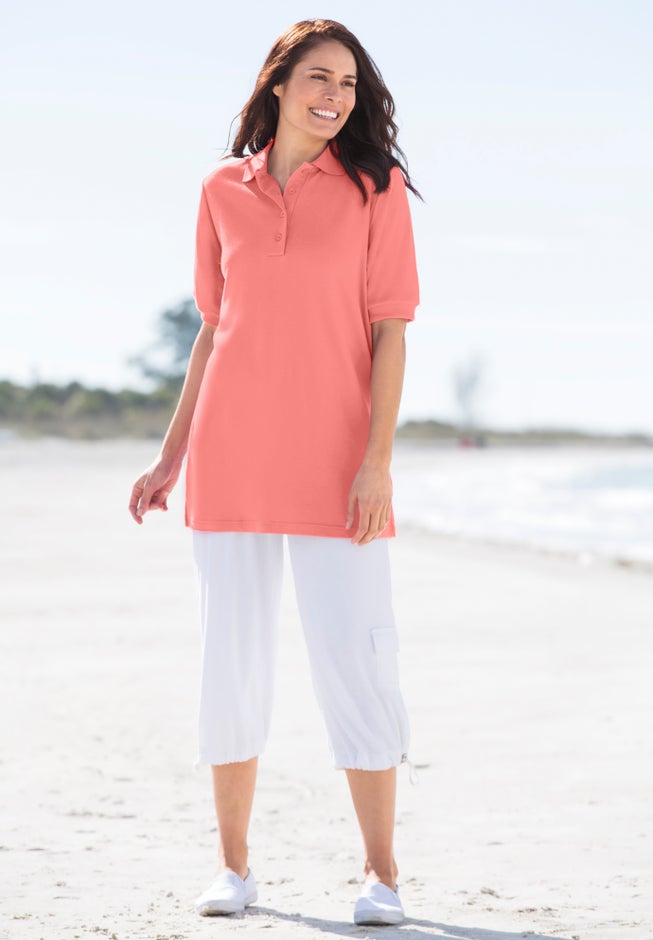 Elbow-Sleeve Polo Tunic image number 3