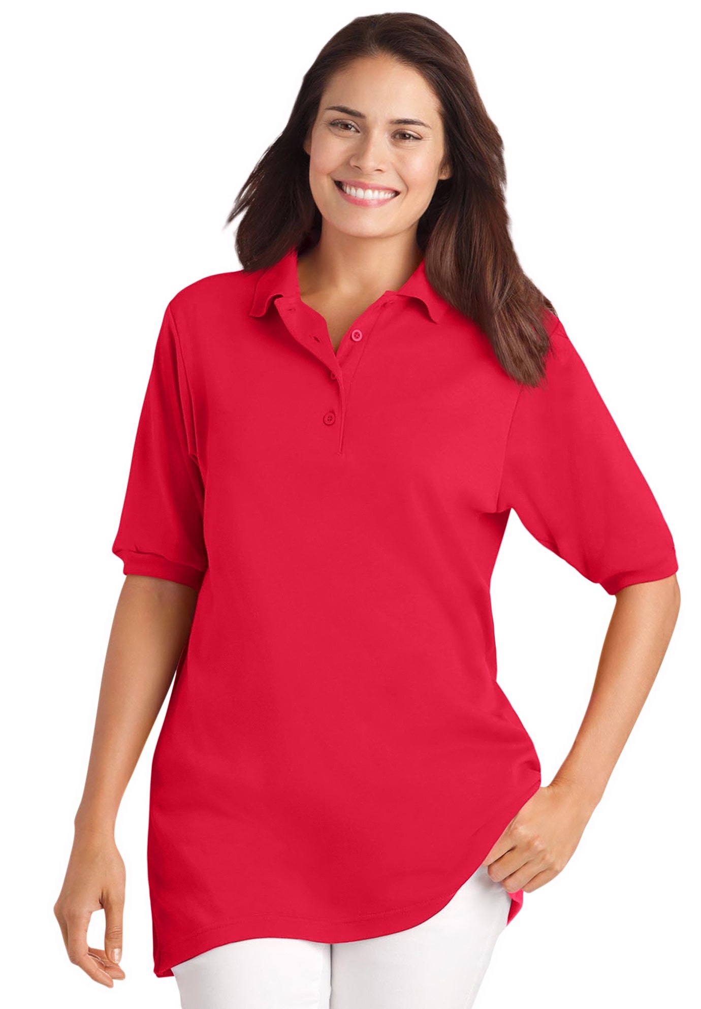 Elbow-Sleeve Polo Tunic image number 0