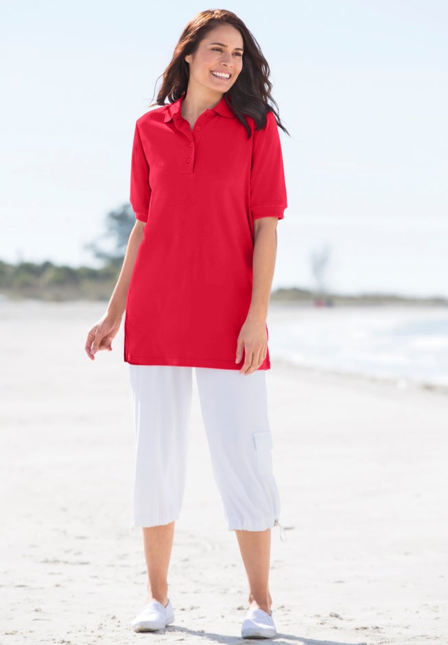 Elbow-Sleeve Polo Tunic image number 3