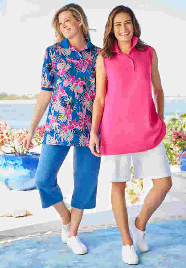 Elbow-Sleeve Polo Tunic image number 3