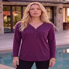 Plus Size Long Sleeve Sweetheart Henley Tee image number 0