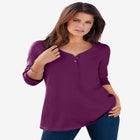 Plus Size Long Sleeve Sweetheart Henley Tee image number 1