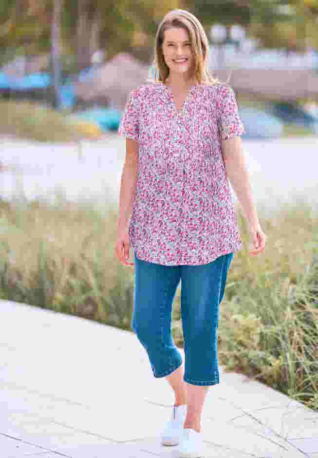 Pintucked Half-Button Tunic image number 3