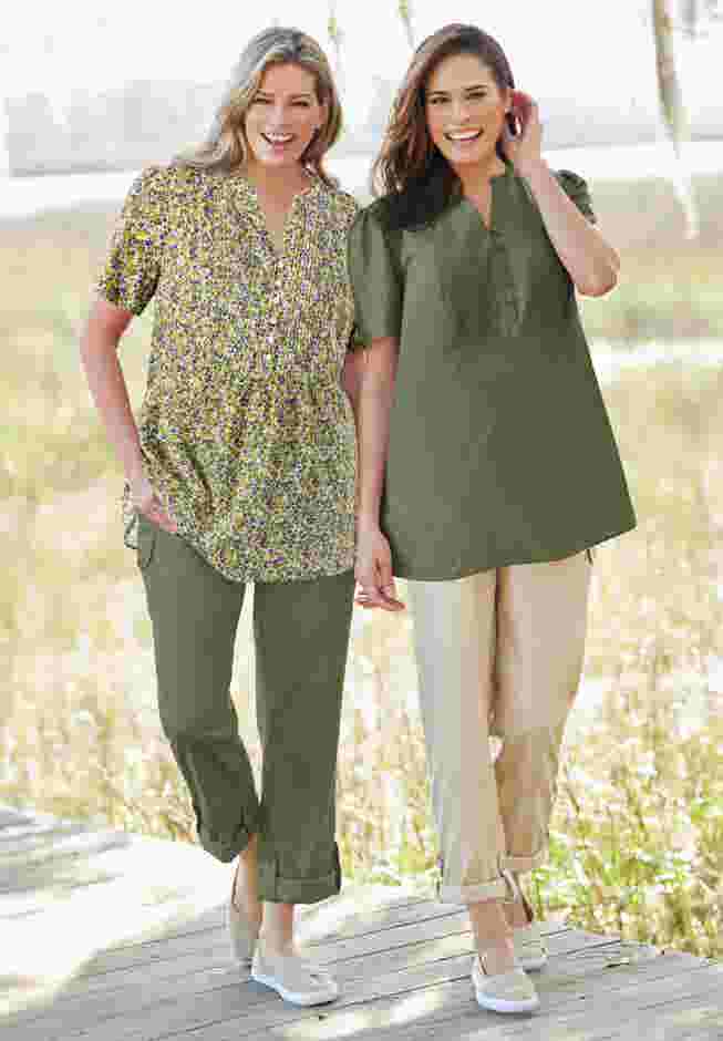 Pintucked Half-Button Tunic image number 4