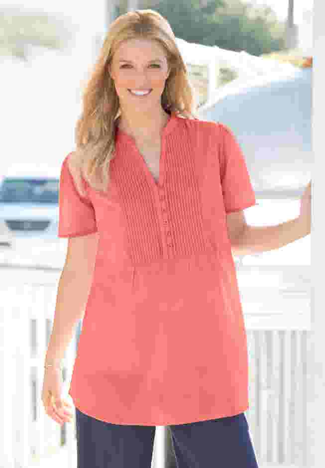 Pintucked Half-Button Tunic image number 5