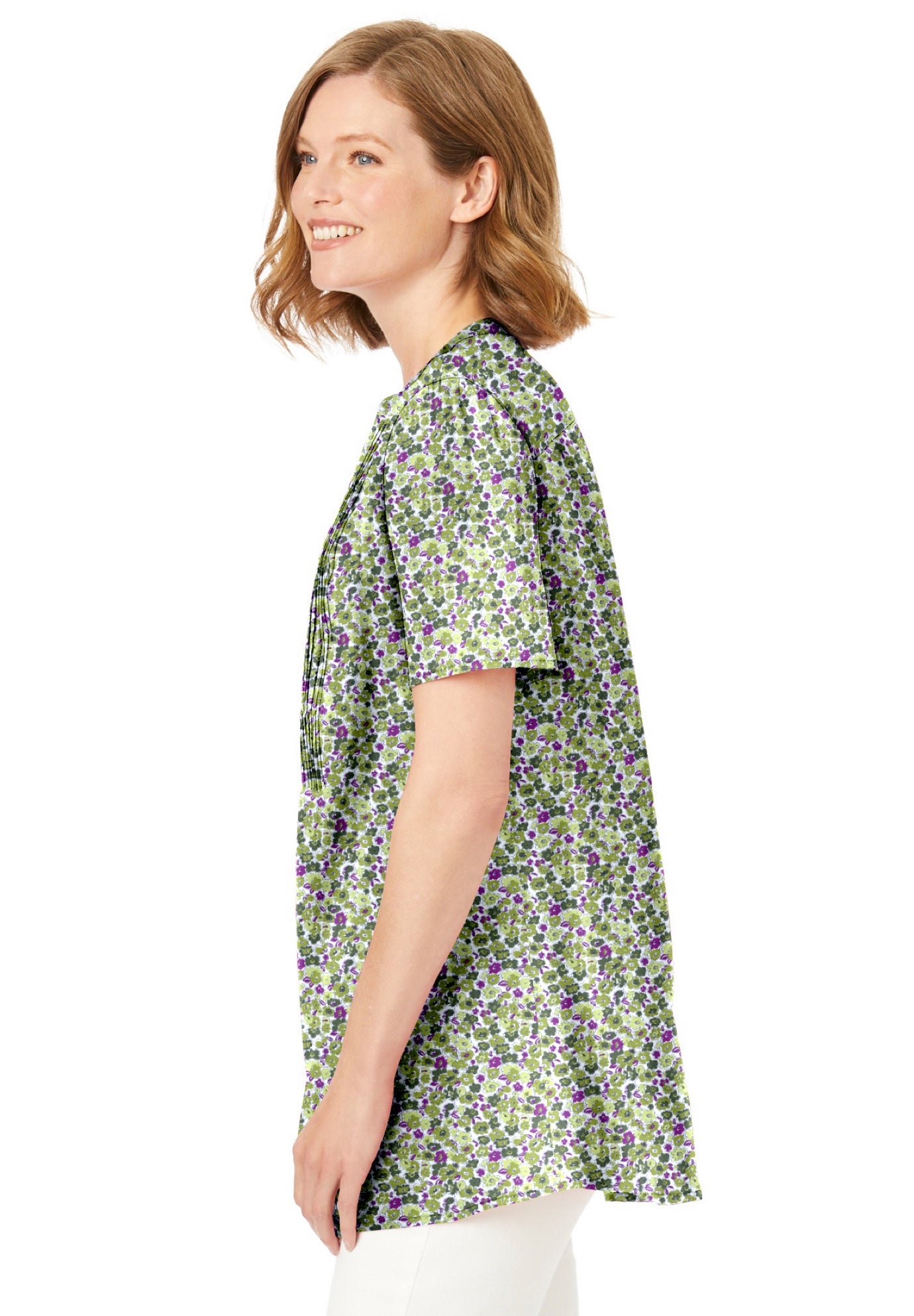 Pintucked Half-Button Tunic image number 2