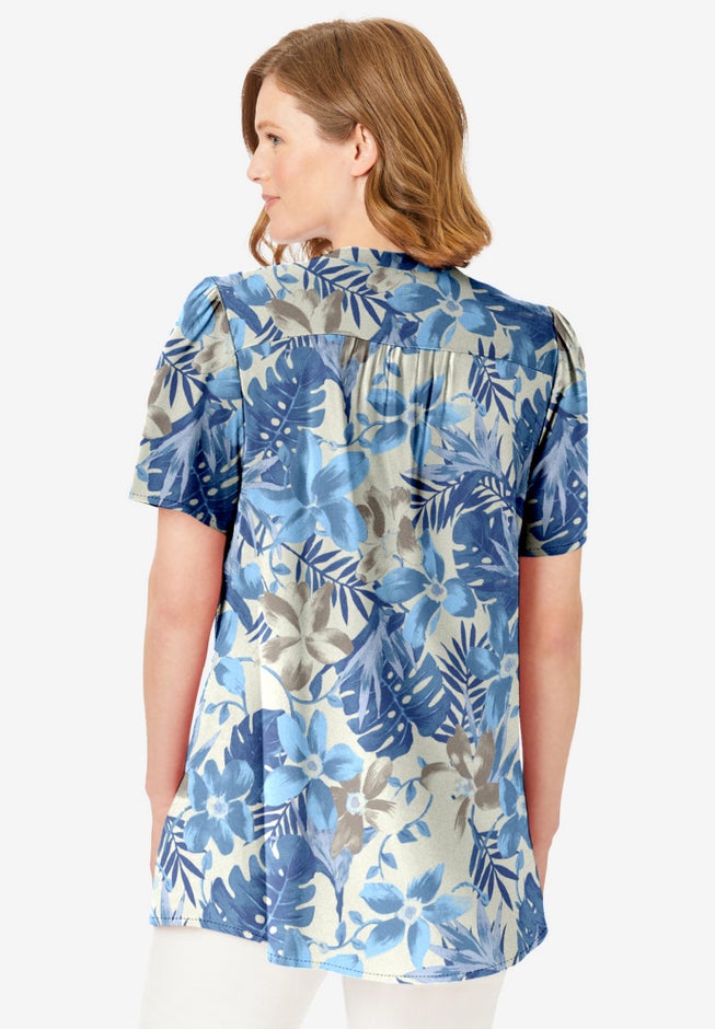 Pintucked Half-Button Tunic image number 1