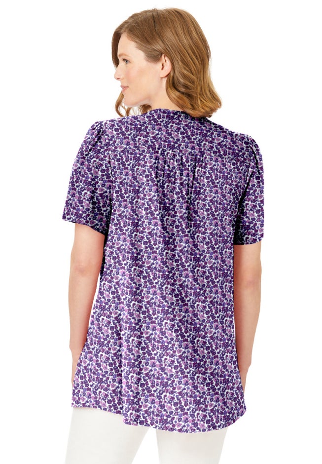 Pintucked Half-Button Tunic image number 1