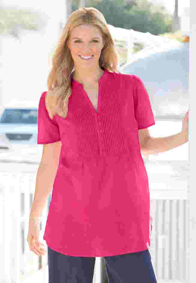 Pintucked Half-Button Tunic image number 0