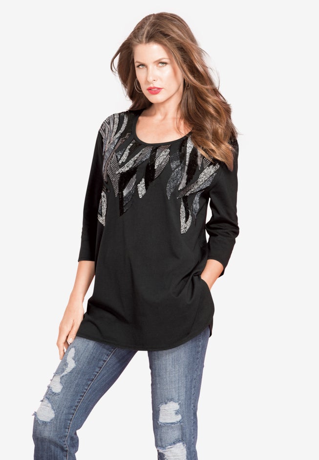 Feather Sequin Tunic image number null