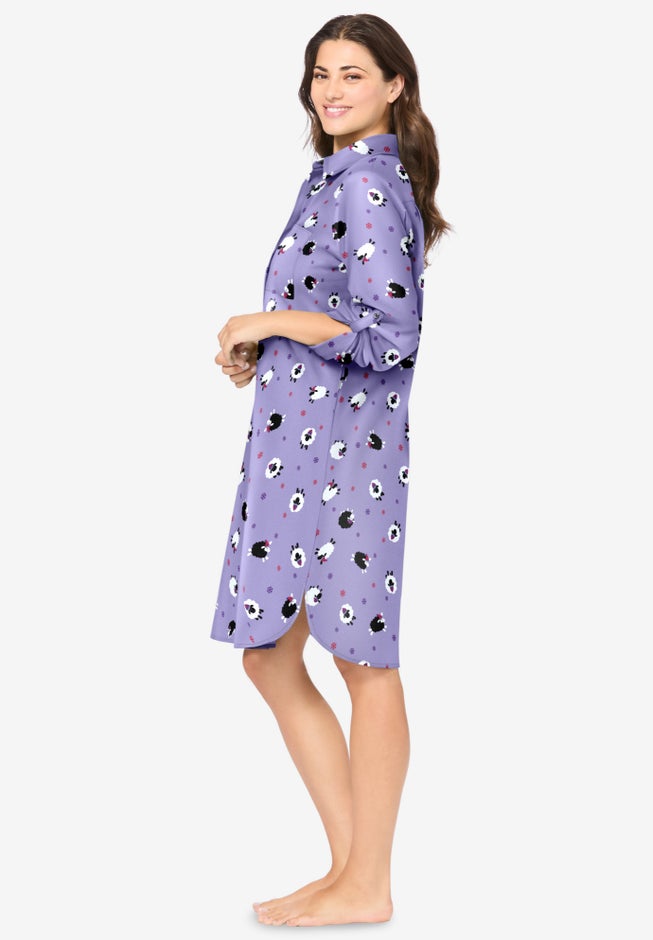 Plaid Flannel Button-Front Sleepshirt image number 2