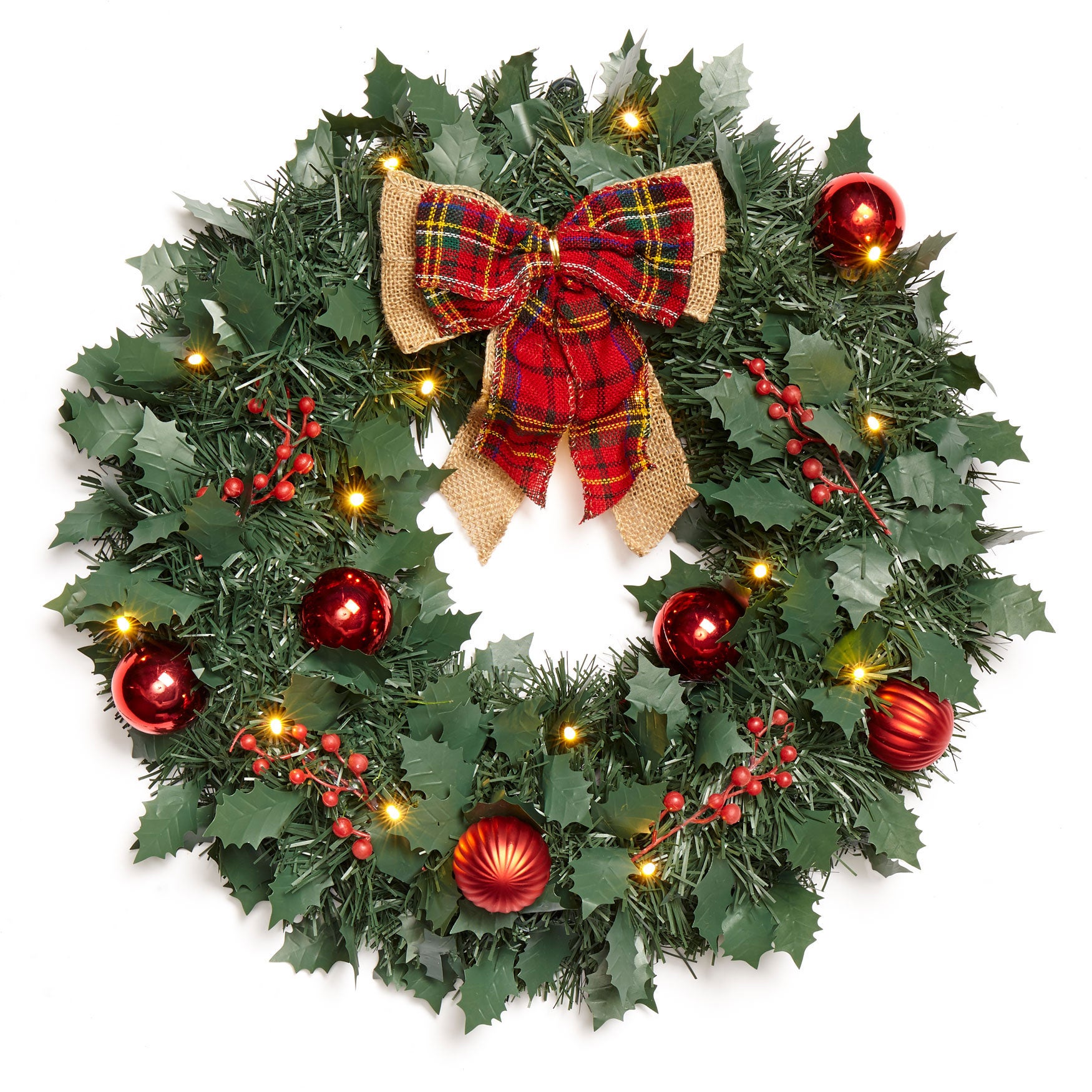 18" Cordless LED Christmas Wreath Fullbeauty Outlet