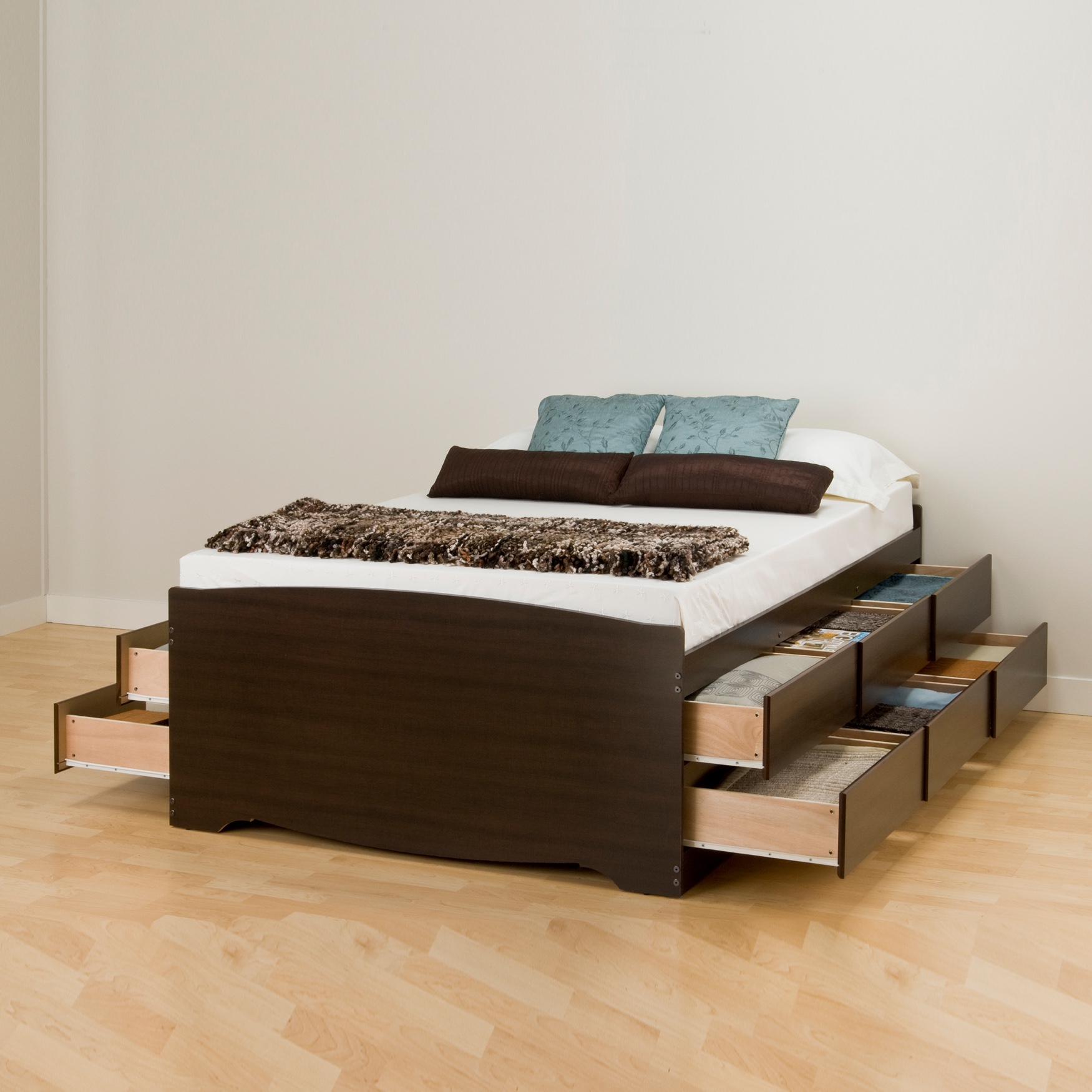 Tall Queen Captain's Platform Storage Bed with 12 Drawers ...