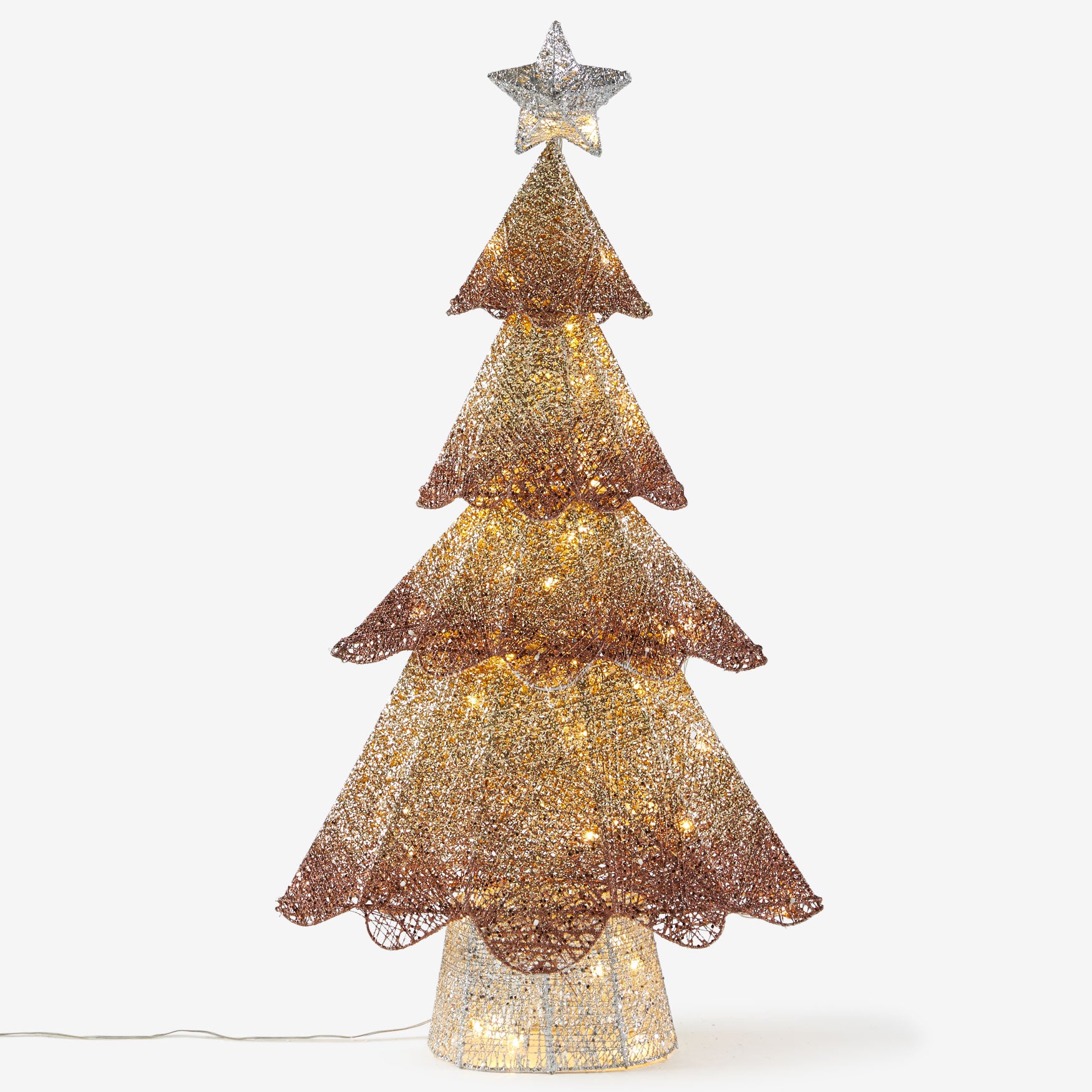 Champagne Mesh Glitter Trees Plus Size Outdoor Christmas Lighted