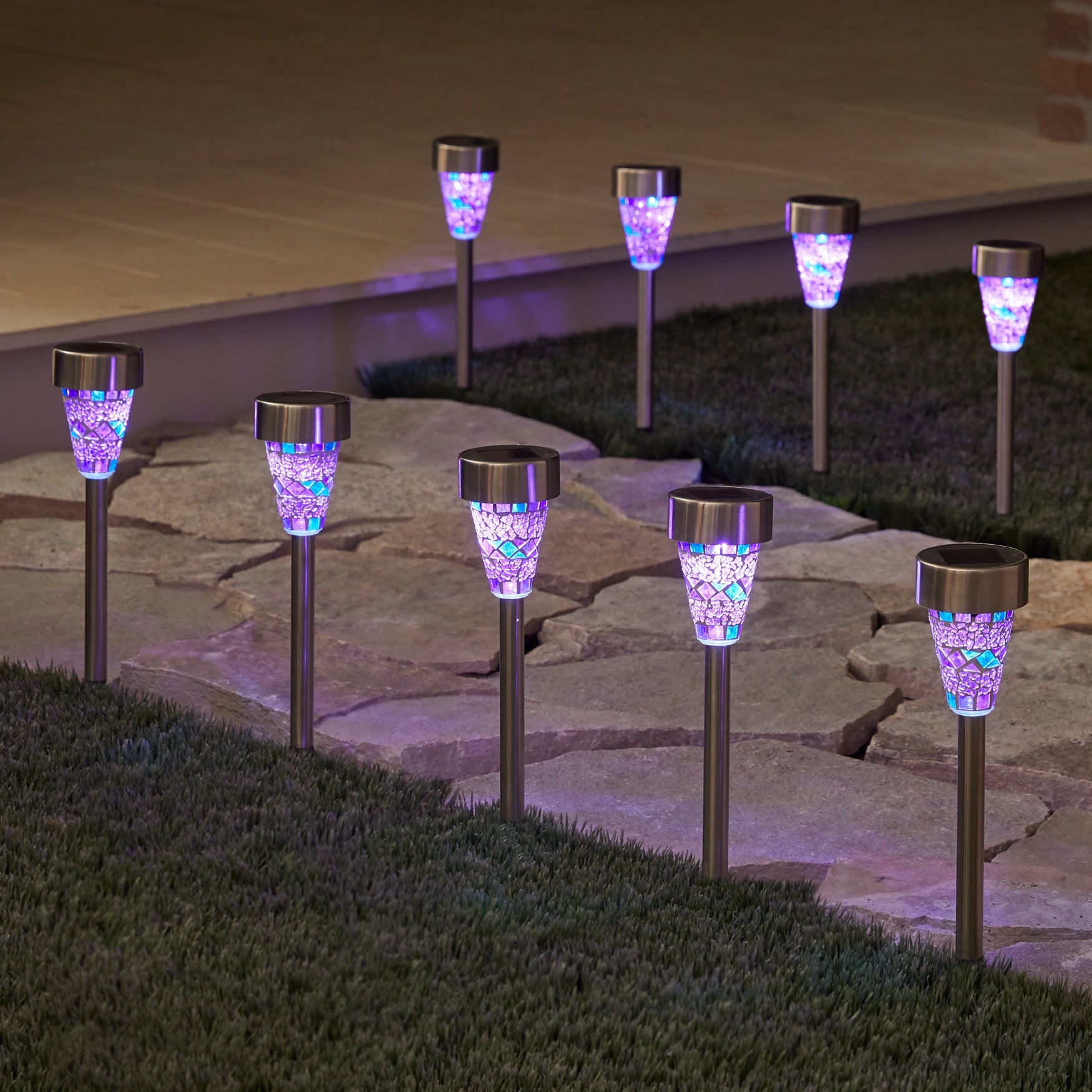 Solar Mosaic Stake Lights, Set of 8 Fullbeauty Outlet