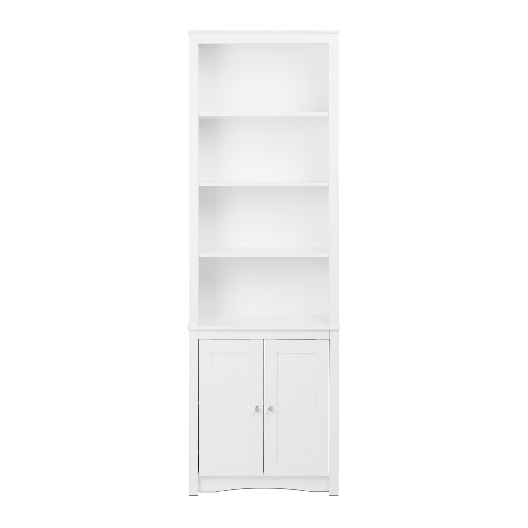 Tall Bookcase with 2 Shaker Doors, White Fullbeauty Outlet