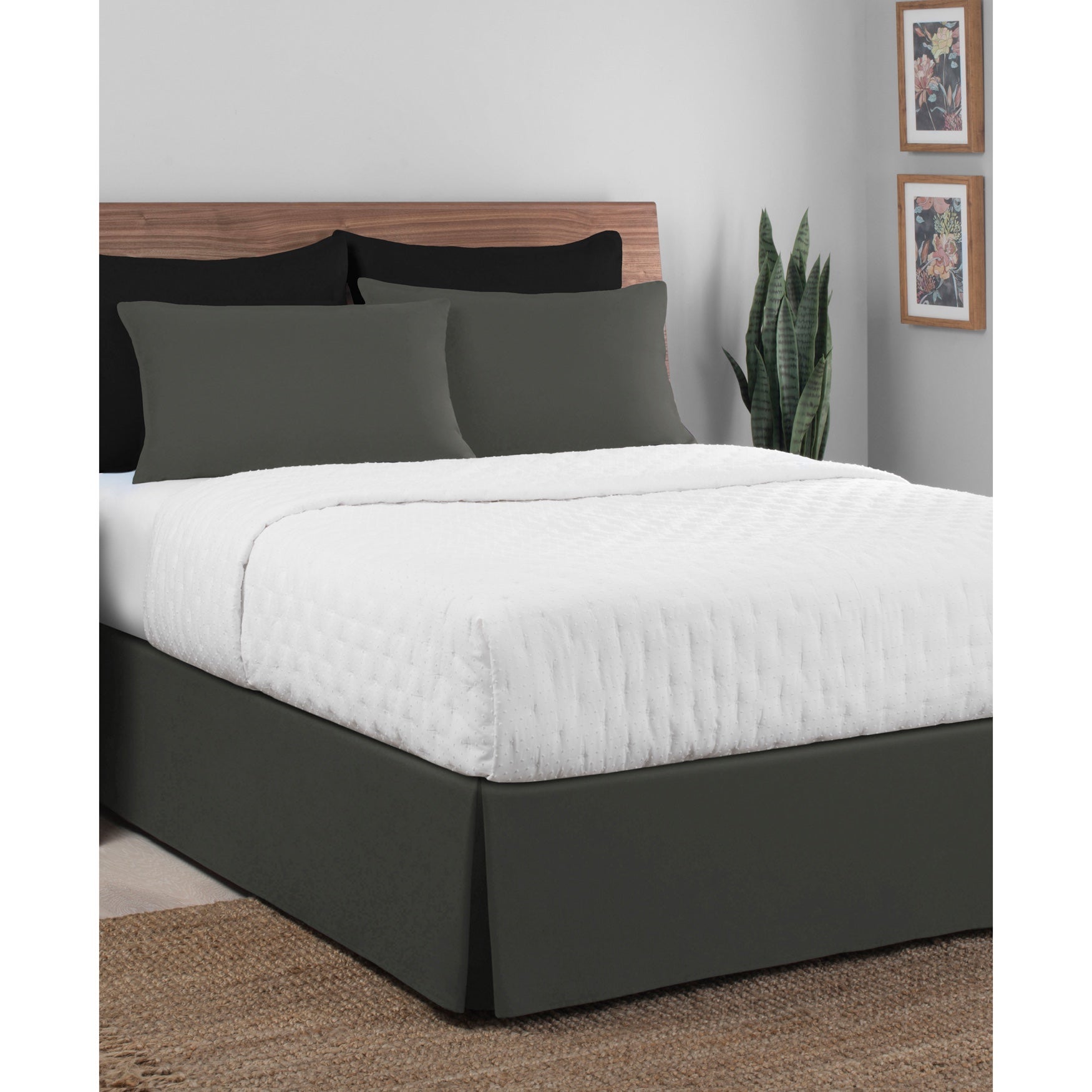 Today's Home Microfiber Tailored Black 14" Bed Skirt| Plus ...