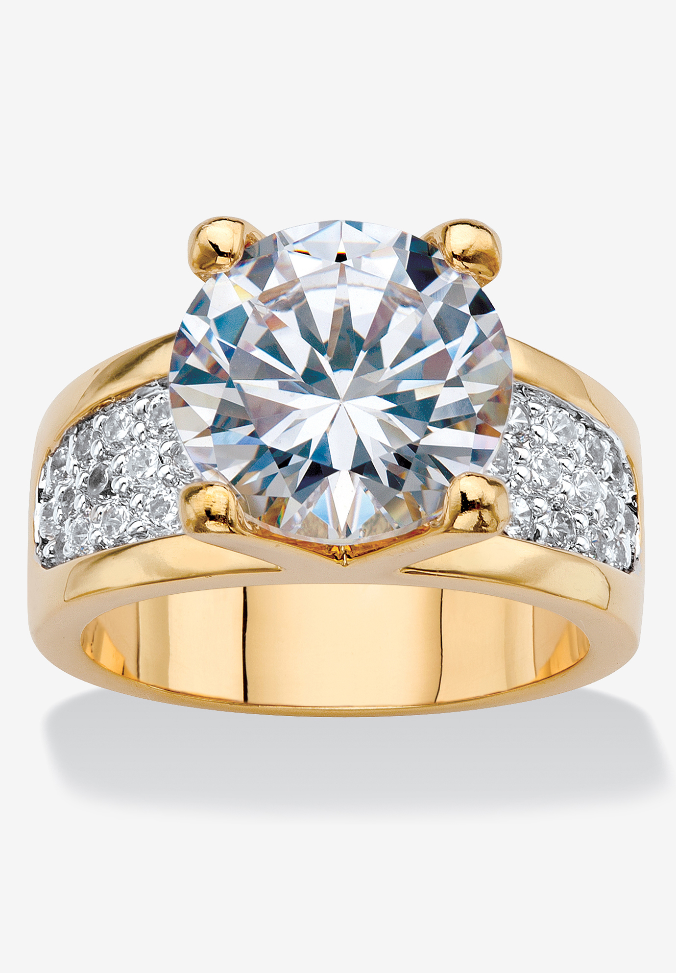  Yellow  Gold  Plated Round Engagement  Anniversary Ring  Cubic 