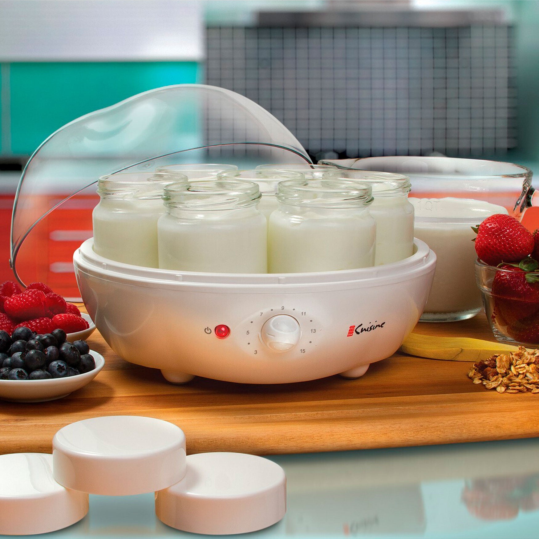 Euro Cuisine Electric Automatic Yogurt Maker with 7 Glass Jars