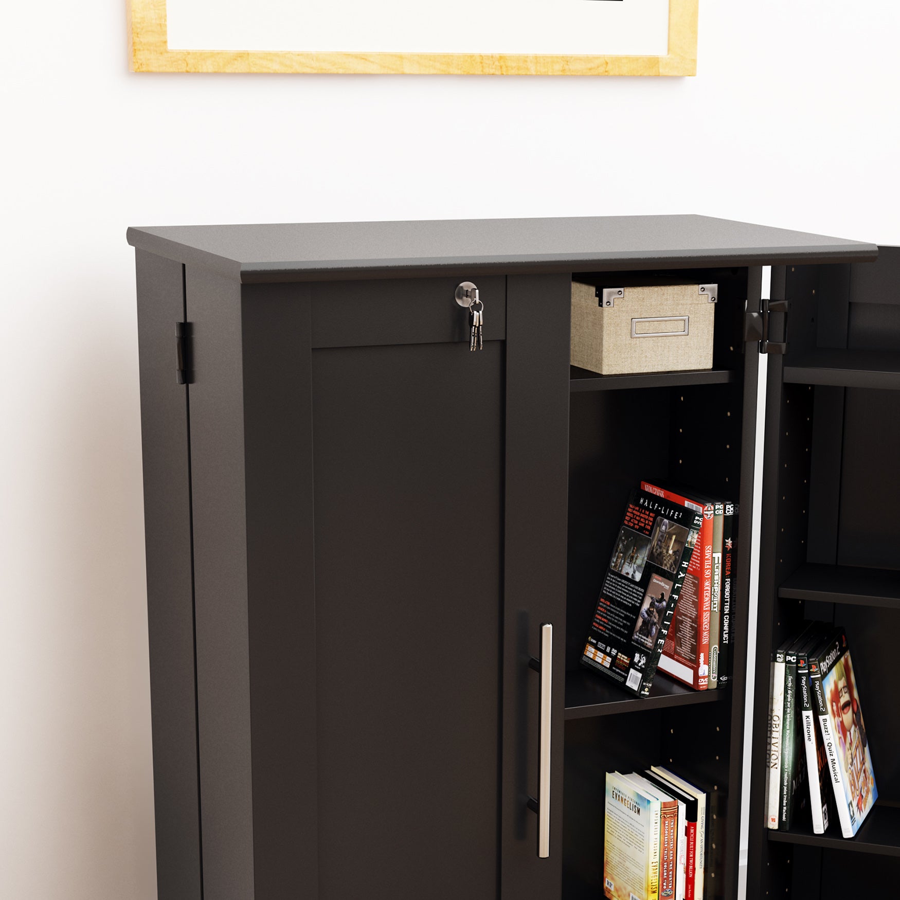 Locking Media Storage with Shaker Doors Fullbeauty Outlet
