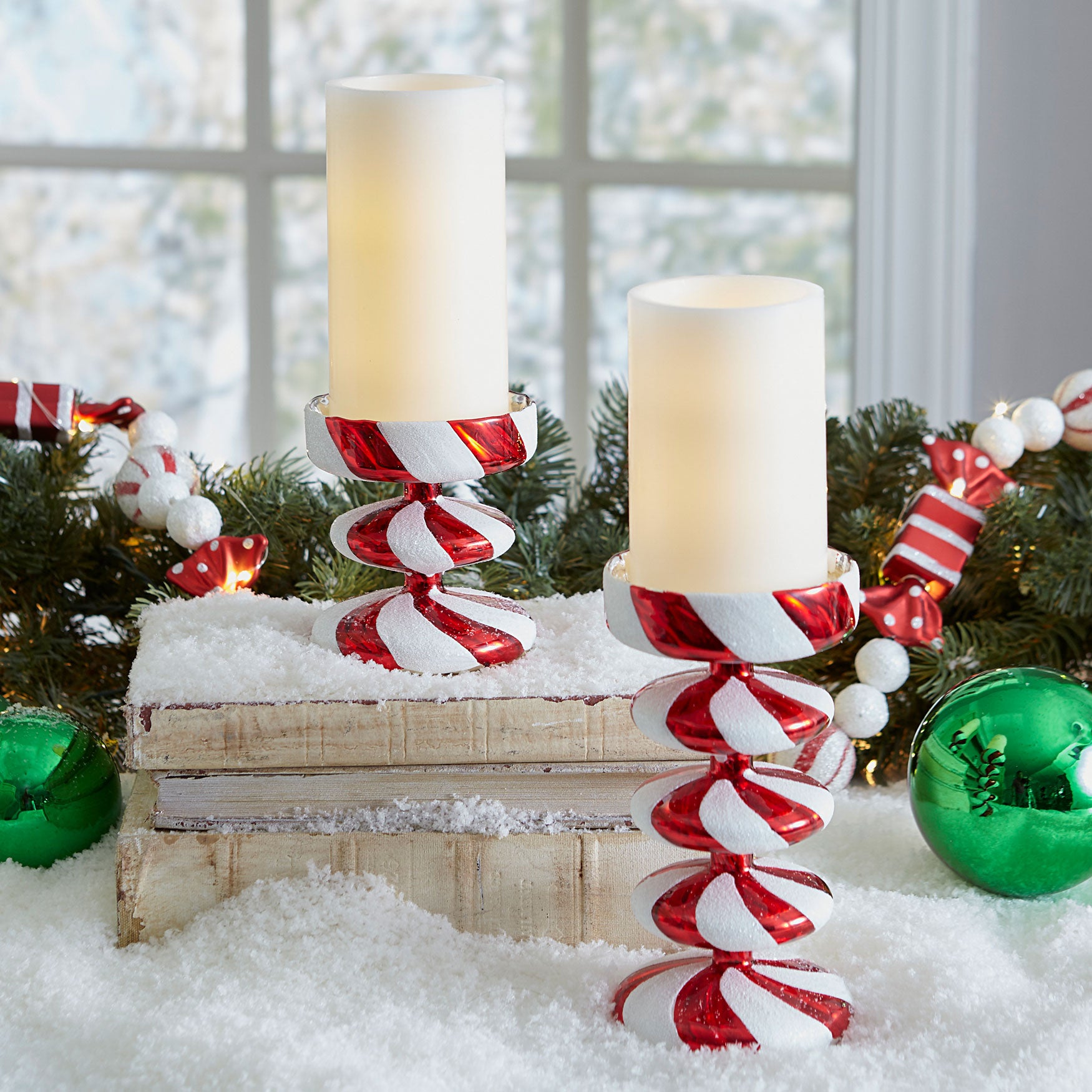 Candy Cane Candleholders & Candles, Set of 2 Fullbeauty Outlet