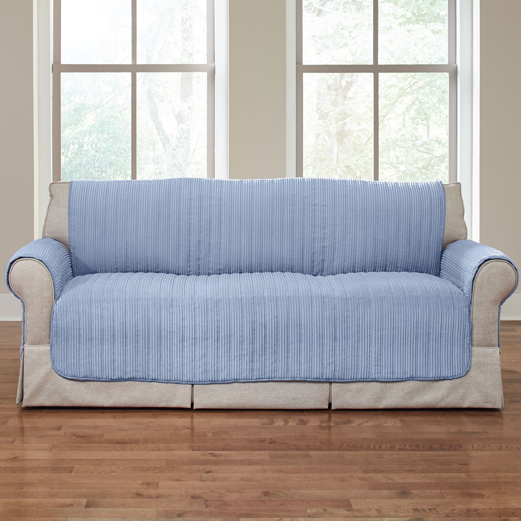Reversible Plush Stripe ExtraLong Sofa Protector Plus Size Décor