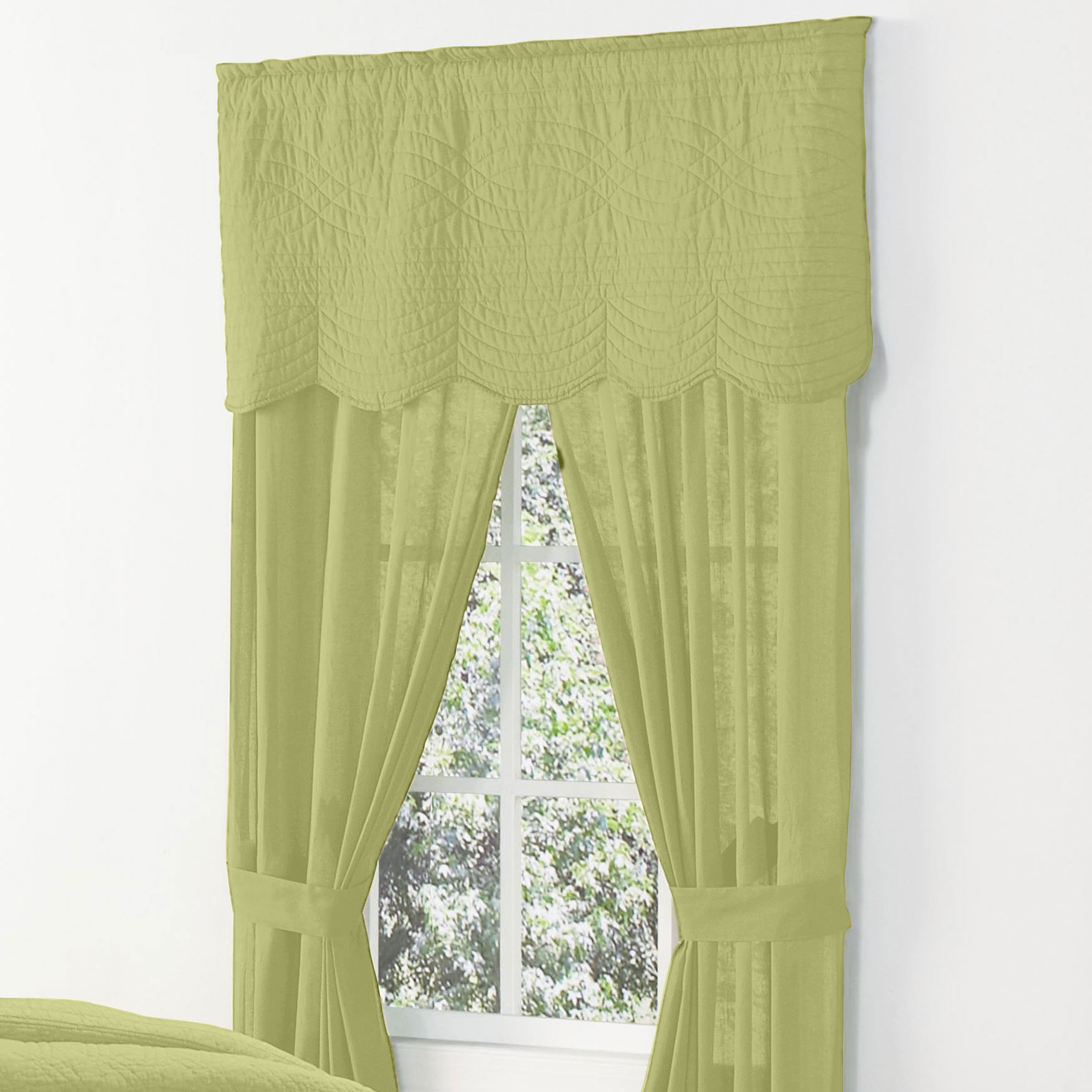 Florence Panel Set with Tiebacks 42&quot;W x 84&quot;L, PEAR