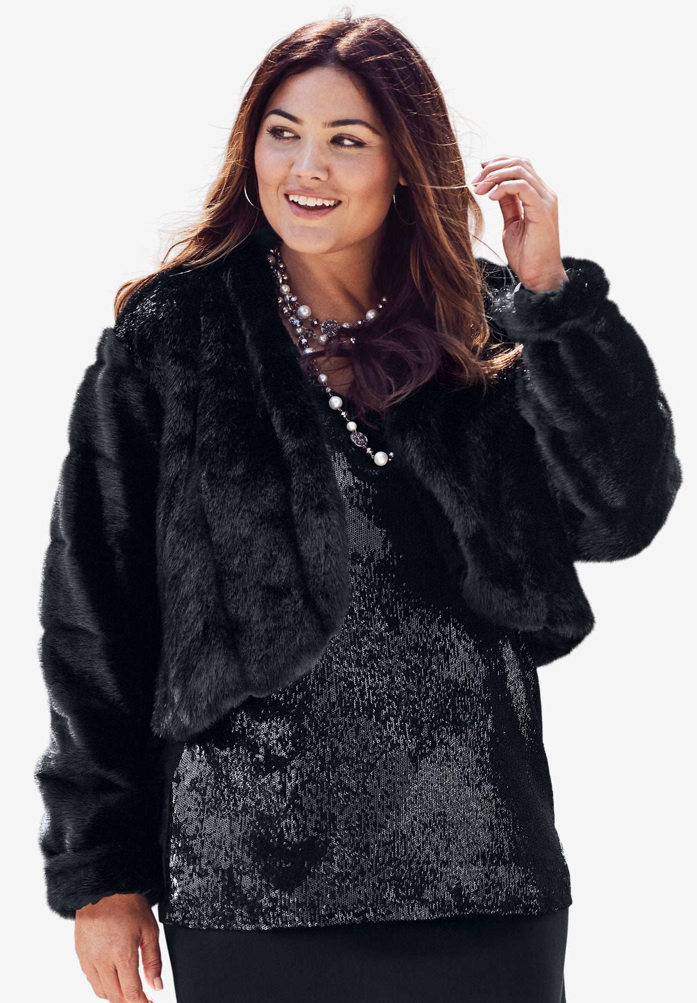 plus size faux fur shrug