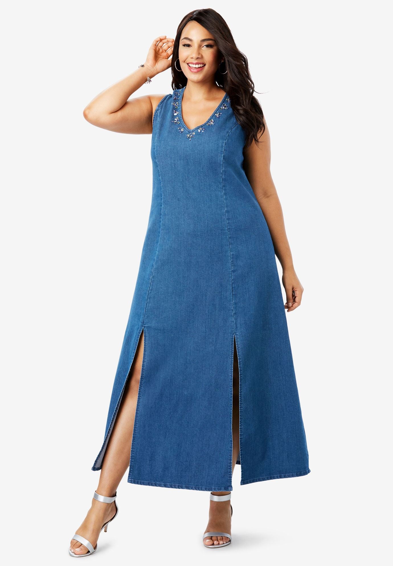  Denim  A Line Maxi  Dress  Plus  Size  Maxi  Dresses  Full Beauty