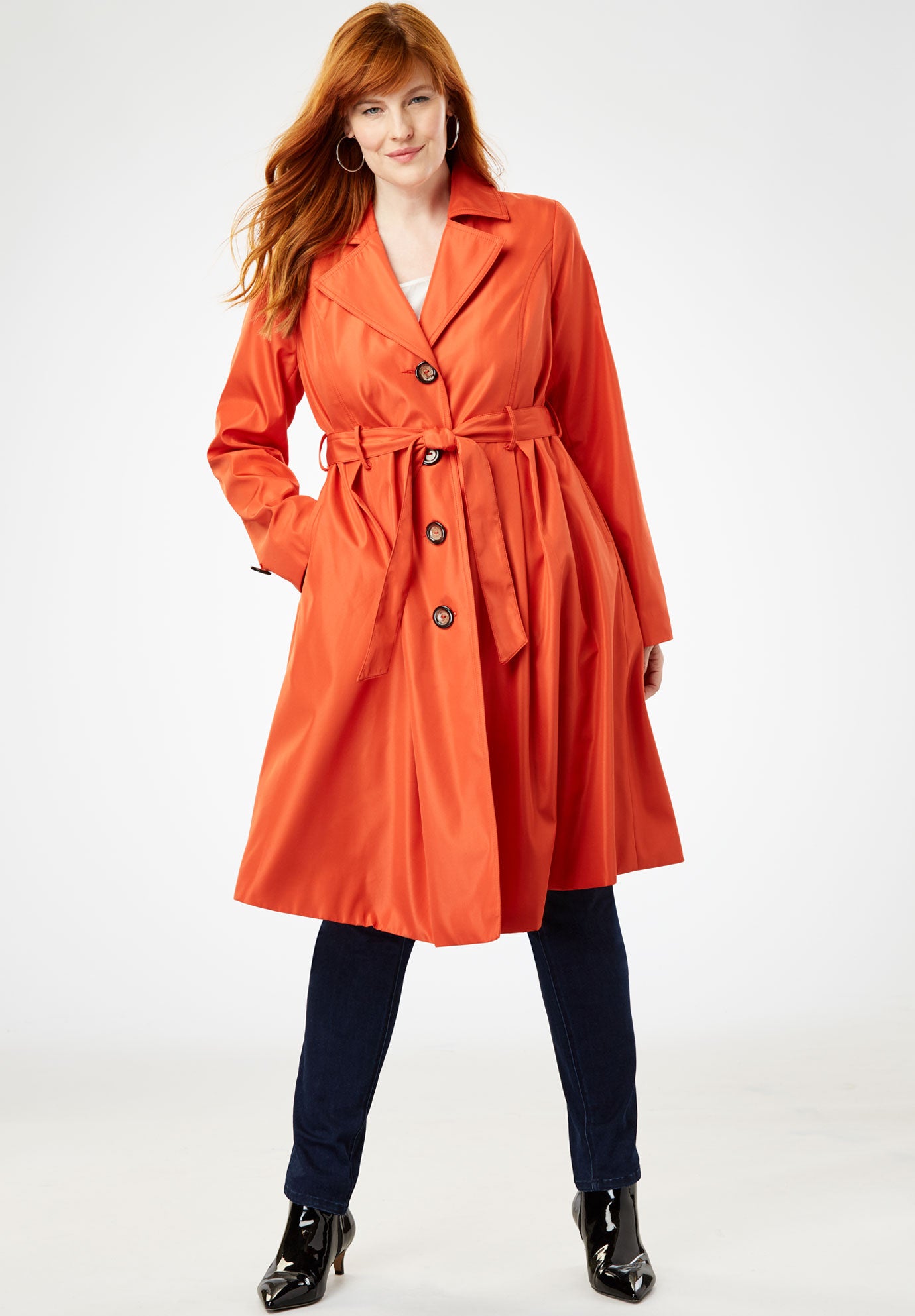 Pleated Trench Coat Plus Size Rainwear Full Beauty