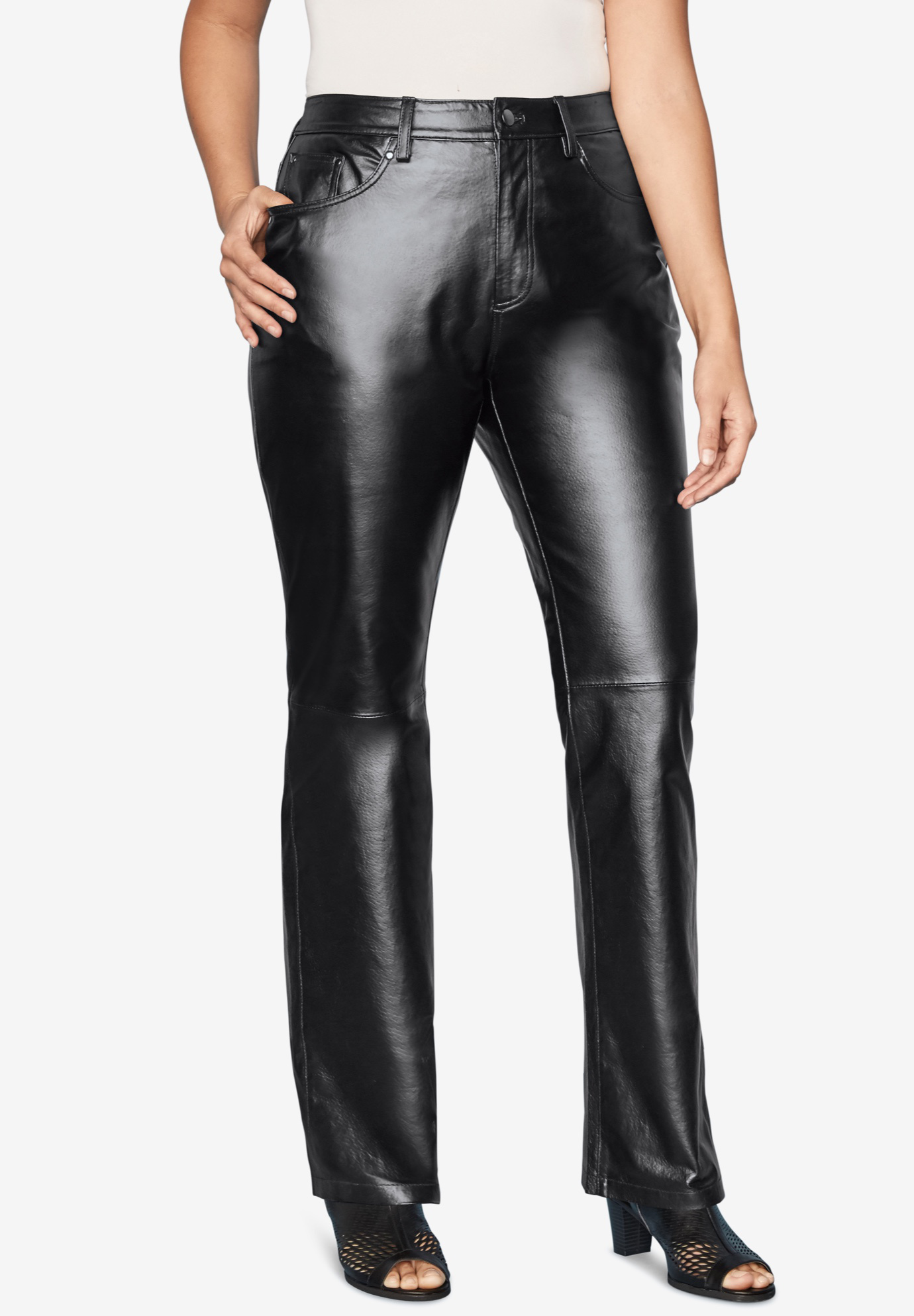 Straight Leg Leather Pants | Fullbeauty Outlet