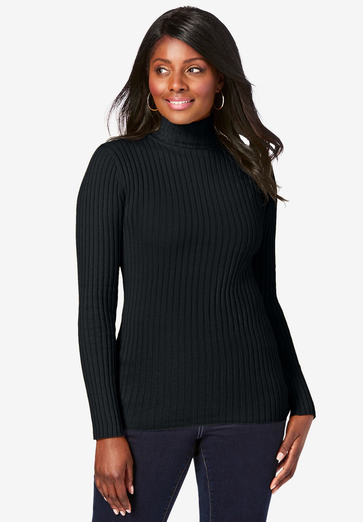 Ribbed Cotton Turtleneck Fullbeauty outlet