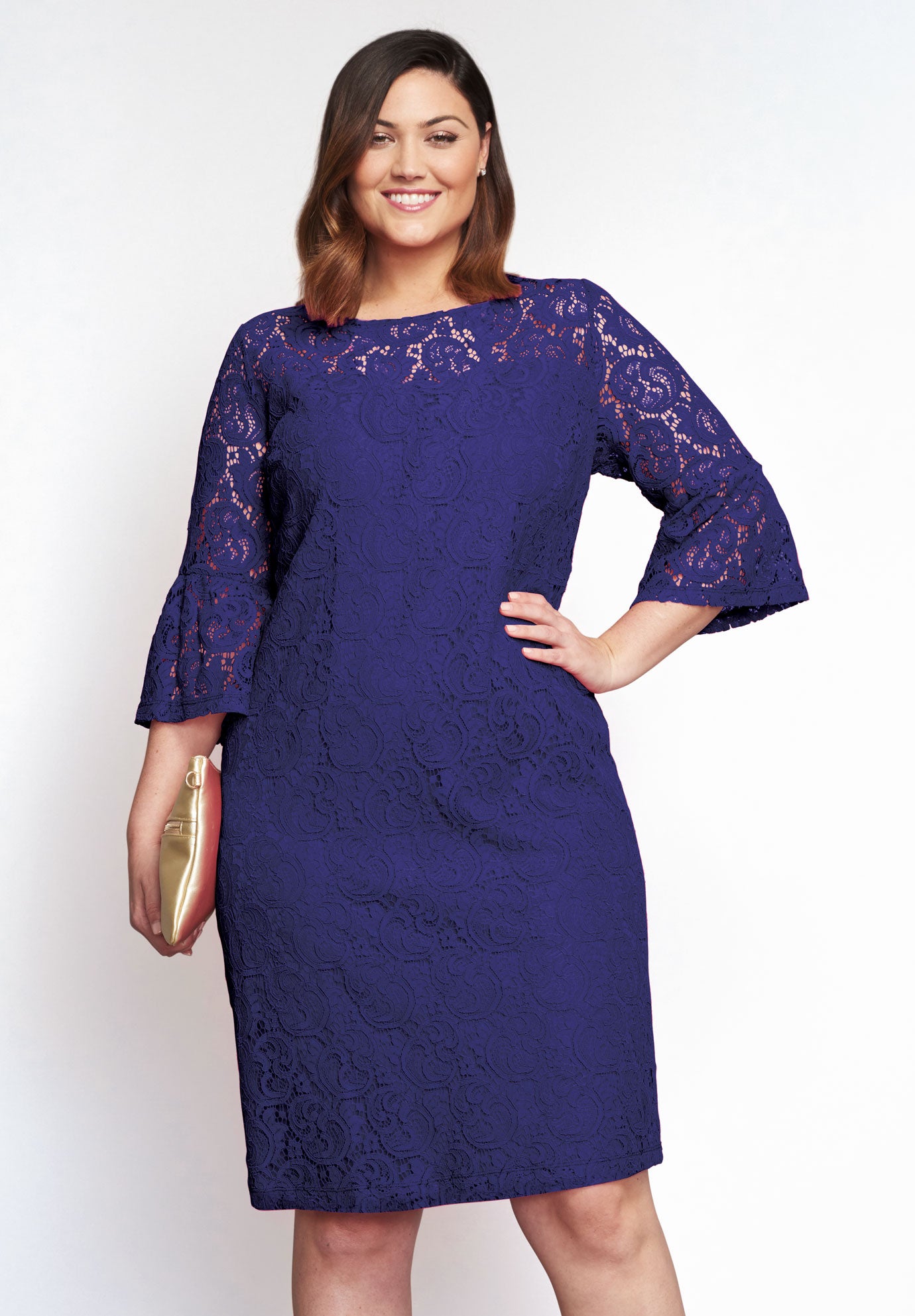 Bell Sleeve Lace Shift Dress | Fullbeauty Outlet