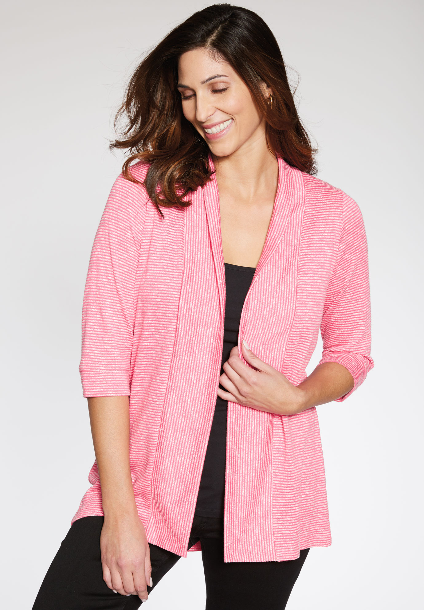 Open Front Cardigan with Shawl Collar | Fullbeauty Outlet