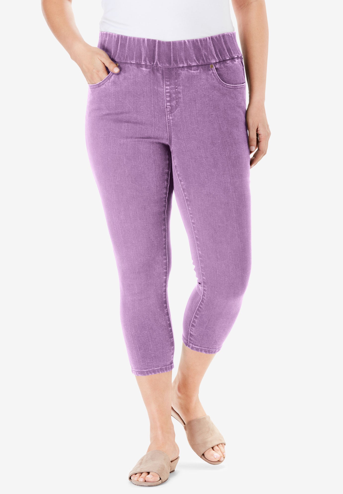 Purple capris plus size deals
