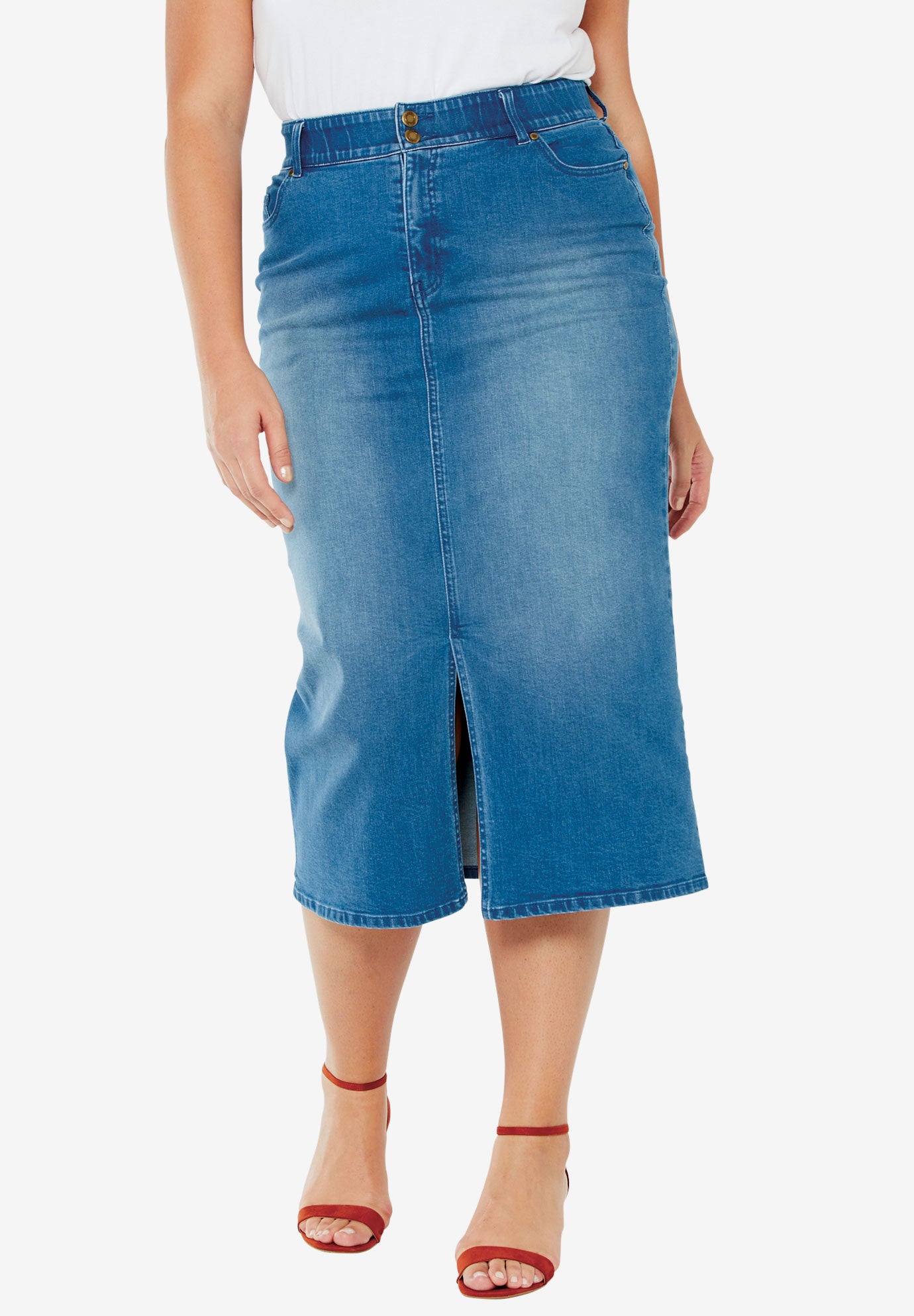 TummyControl Denim Maxi Skirt Plus Size Skirts Full Beauty