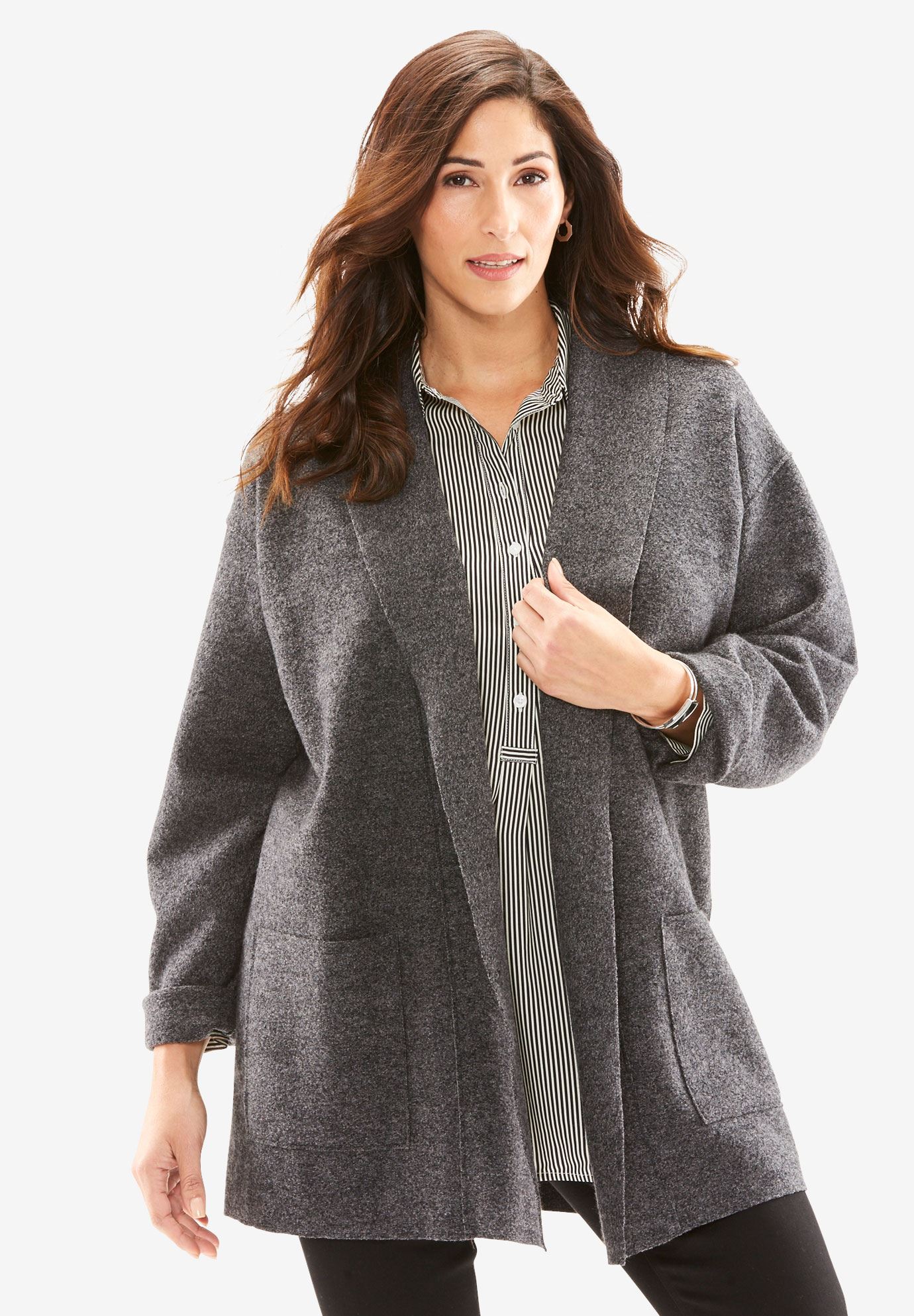 Boiled Wool Shawl Collar Jacket Plus Size Jackets & Blazers Full Beauty
