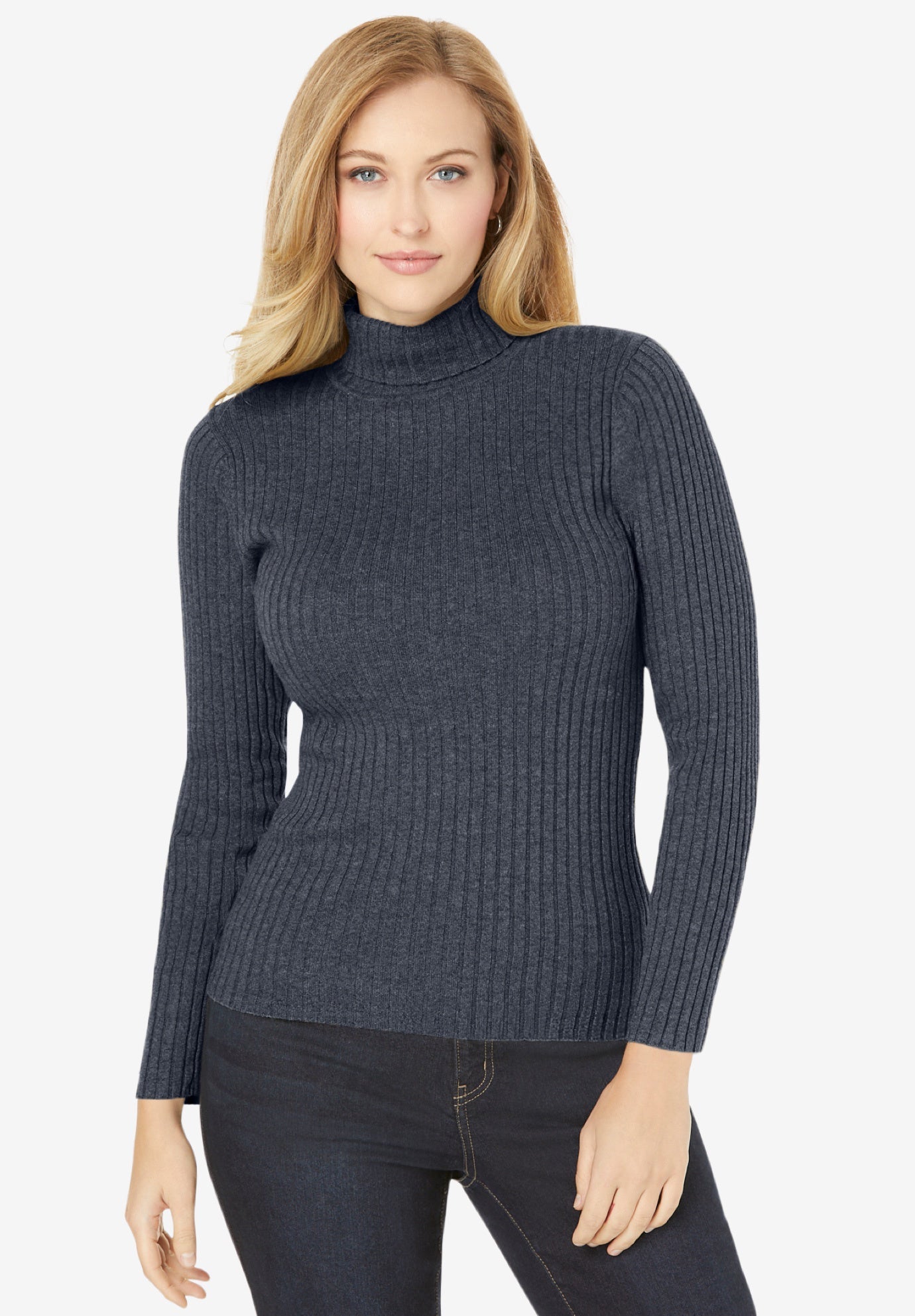 Ribbed Cotton Turtleneck Plus SizeSweaters Fullbeauty