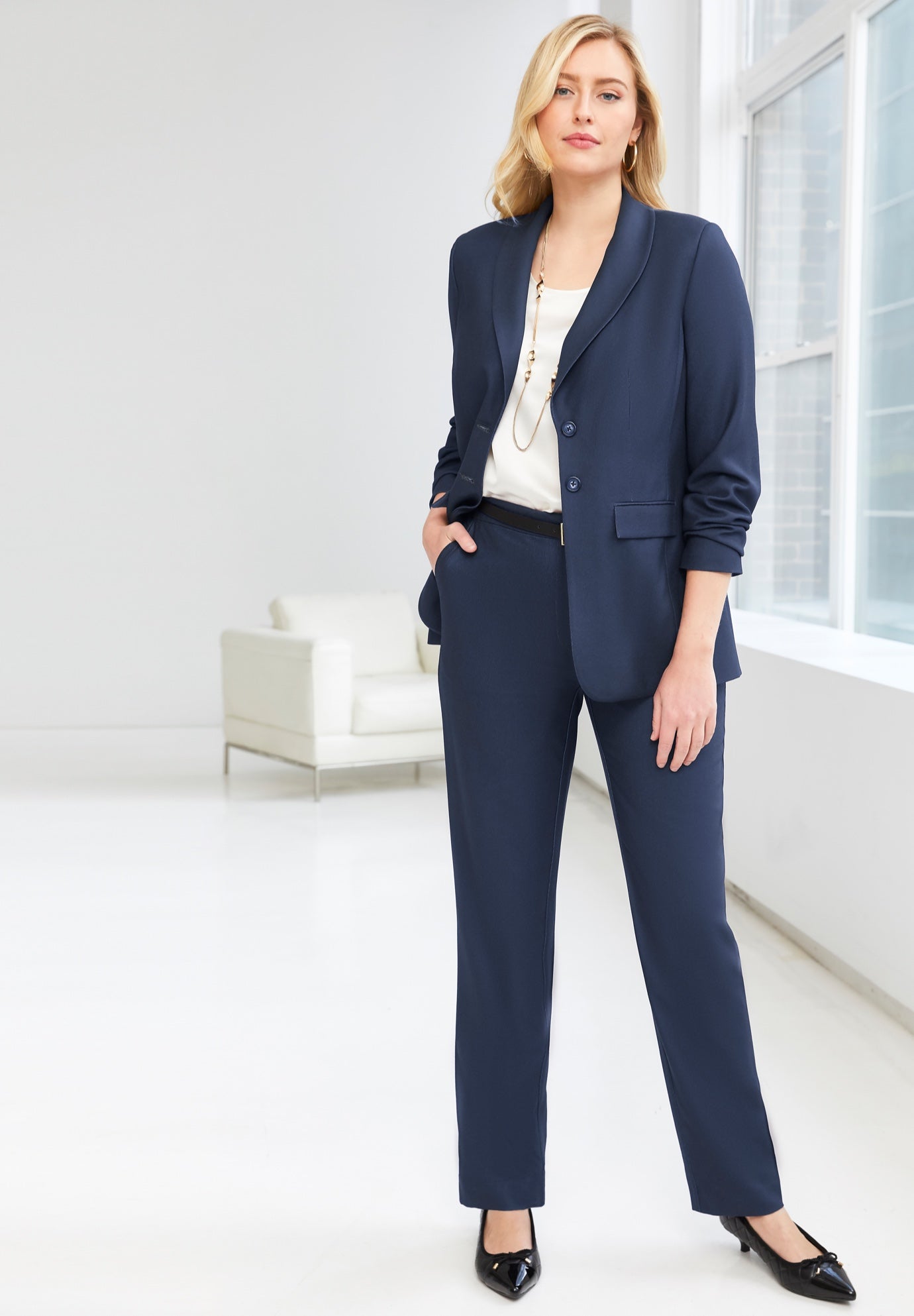 open back pant suit