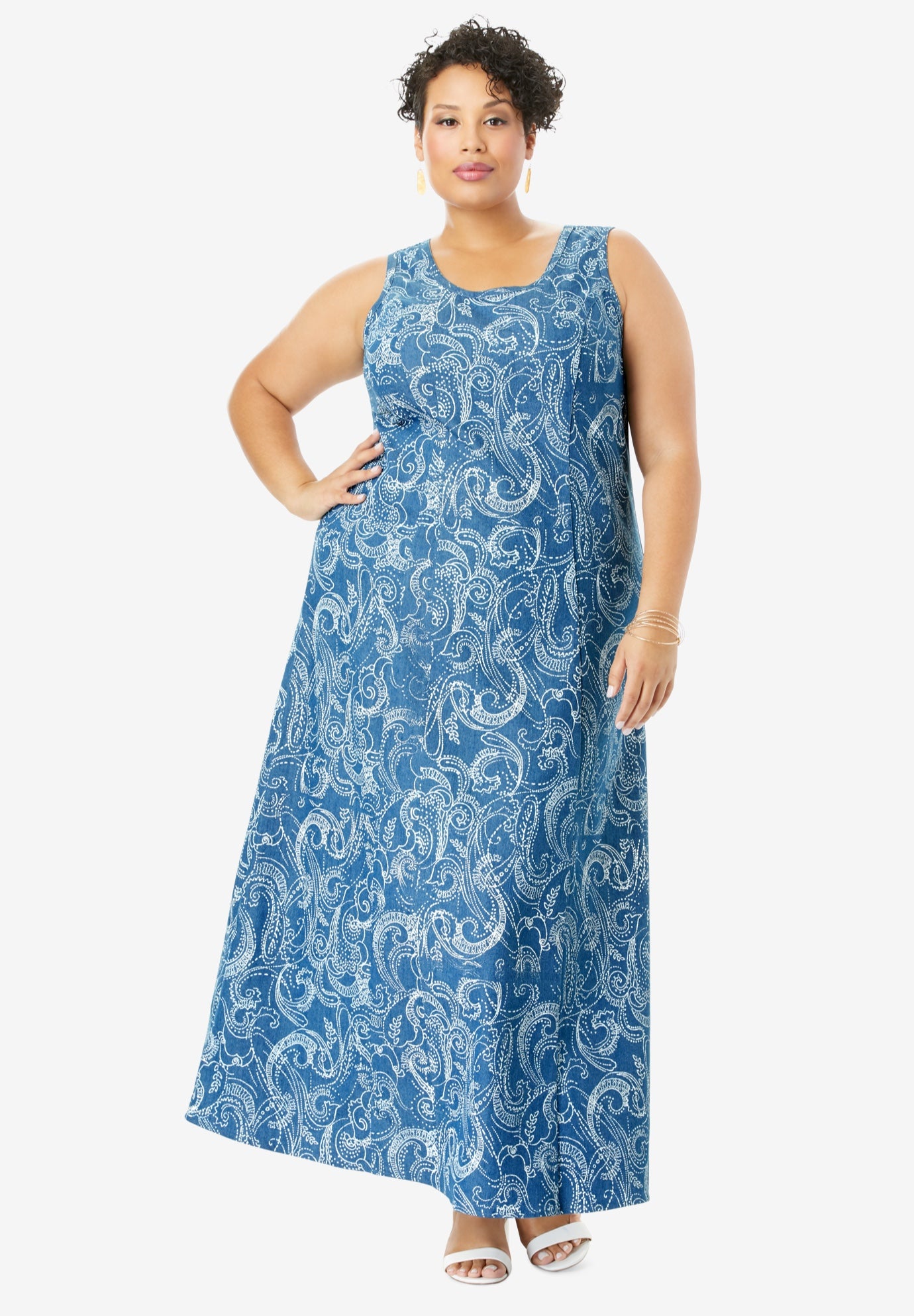 full length denim maxi dress